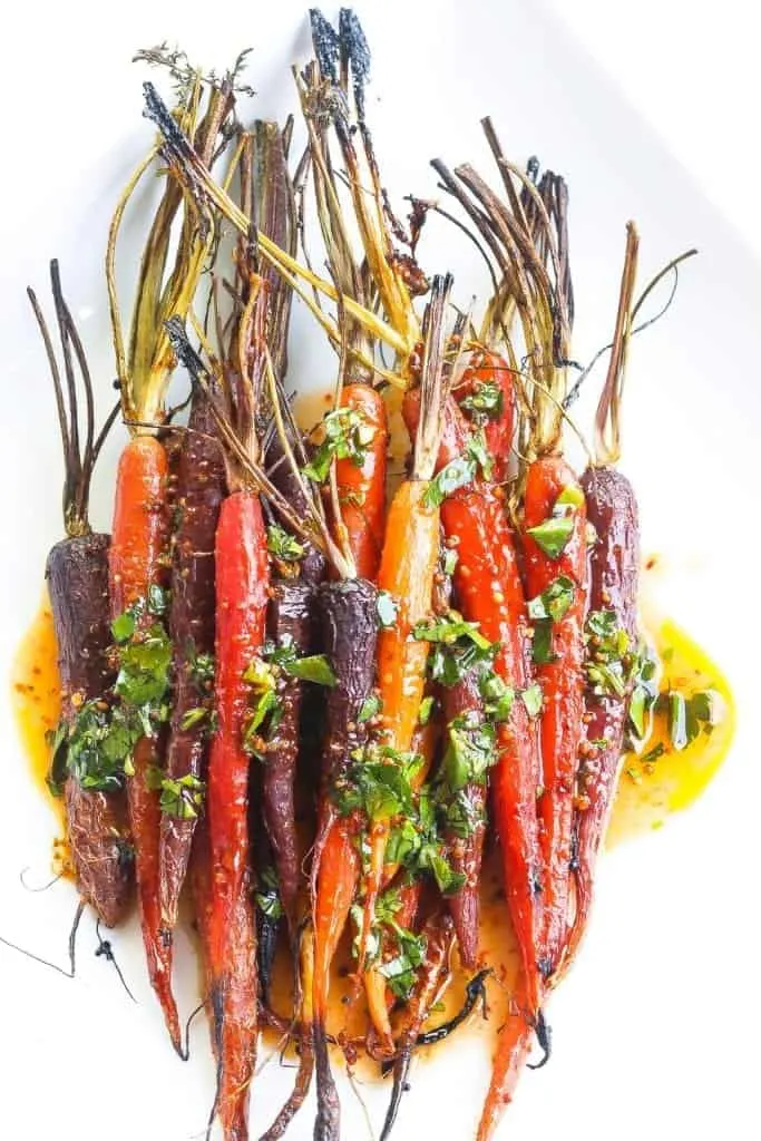 Whole Roasted Carrots Glazed With Spicy Sweet Harissa Sauce