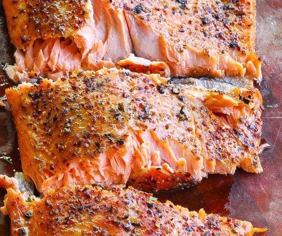 Smoked trout with course dry rub