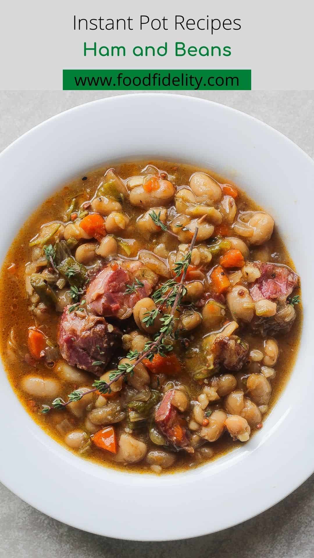 Instant Pot White Beans and Ham Hock Stew - Food Fidelity