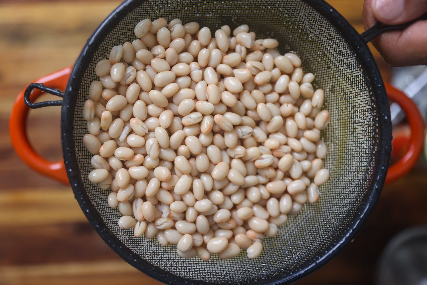 white beans in pot