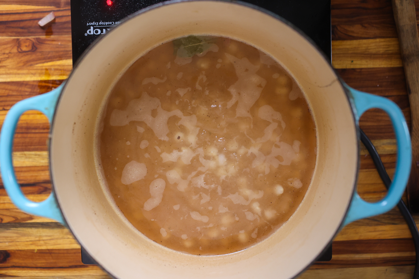 seafood stock cooking in a pot