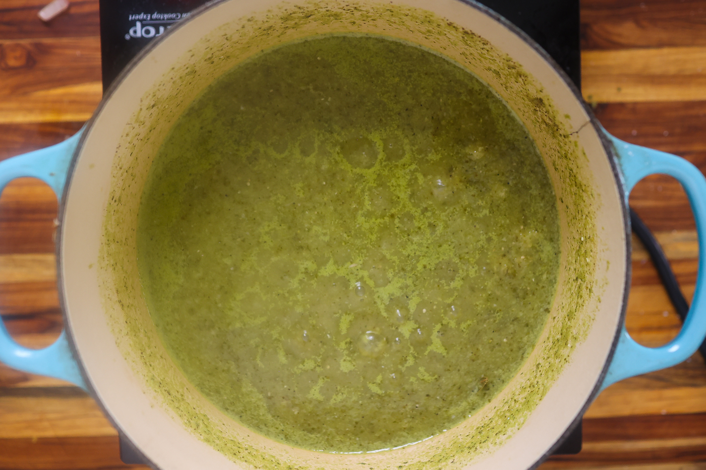 posole verde cooking in pot